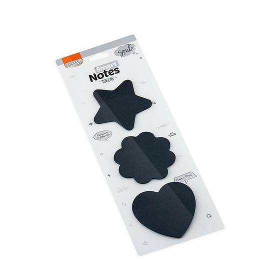 Imagem de Bloco Notes 70X70Mm Estrela Flor Coração Preto 75 Folhas Brw