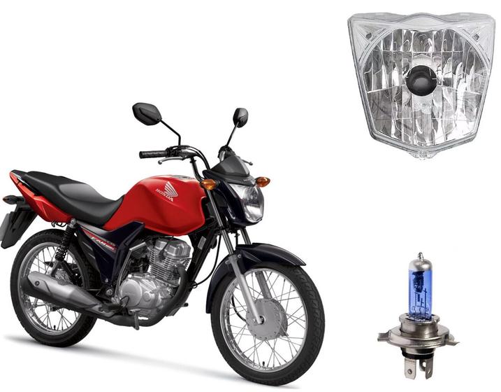 Imagem de Bloco Óptico Cg Titan Fan 125 150 160 + Lâmpada Farol Scud Azul Ano 2014 Até 2024