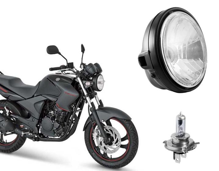 Imagem de Bloco Óptico Fazer 250 Factor 125 + Lâmpada Farol Maxx H4 Ano 2007 Até 2009