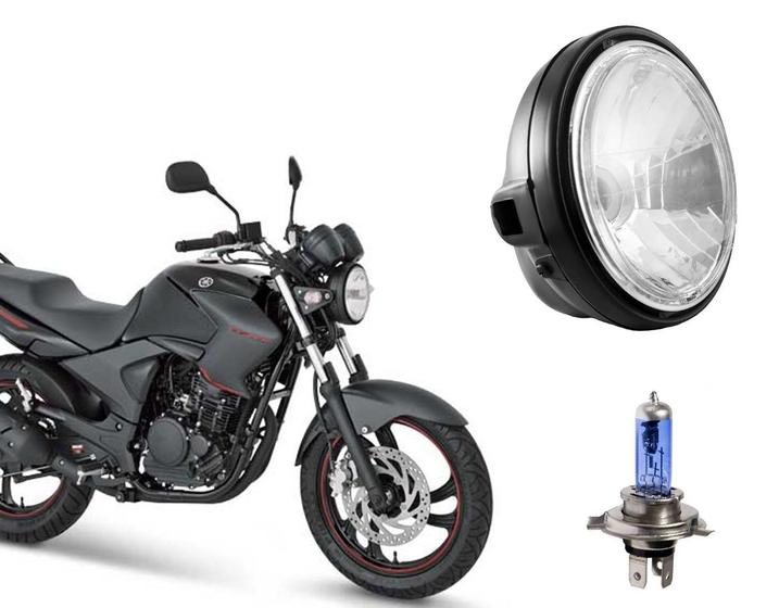 Imagem de Bloco Óptico Fazer 250 Factor 125 + Lâmpada Farol Scud Azul Ano 2007 Até 2009