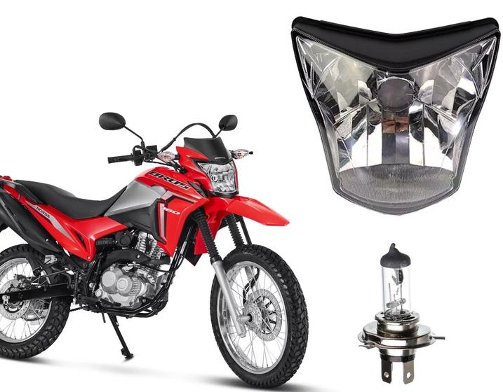 Imagem de Bloco Óptico Nxr Bros 150 160 + Lâmpada Farol Philips H4 Ano 2014 Até 2024
