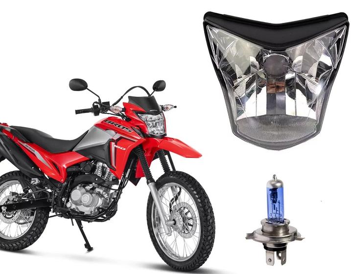 Imagem de Bloco Óptico Nxr Bros 150 160 + Lâmpada Farol Scud Azul Ano 2014 Até 2024