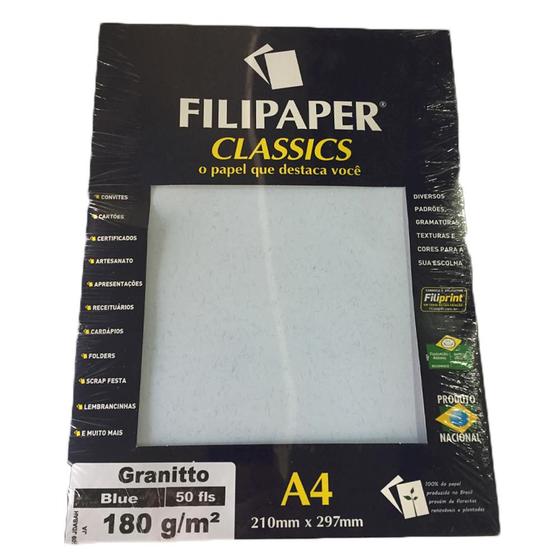 Imagem de Bloco Papel A4 Granitto 180g com 50 folhas Blue Filipaper