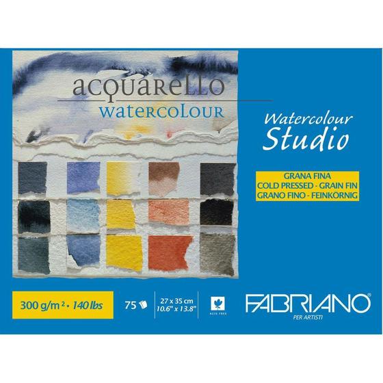 Imagem de Bloco Papel Aquarela Studio Fabriano GF 300g 27x35 75 Folhas