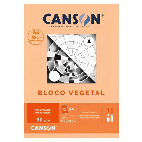 Imagem de Bloco Papel Canson Bl Vegetal 90gr A4 50 Folhas - 66667018