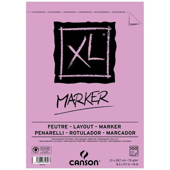 Imagem de Bloco Papel Canson XL Marker A4 70 g/m 100 fls 60297236