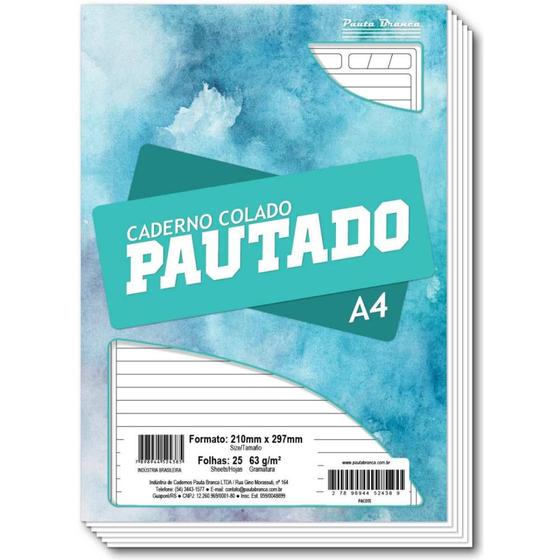 Bloco Para Carta Branco Pautado A4 25fls 63g Colado Pauta Branca Bloco De Desenho Magazine 5087