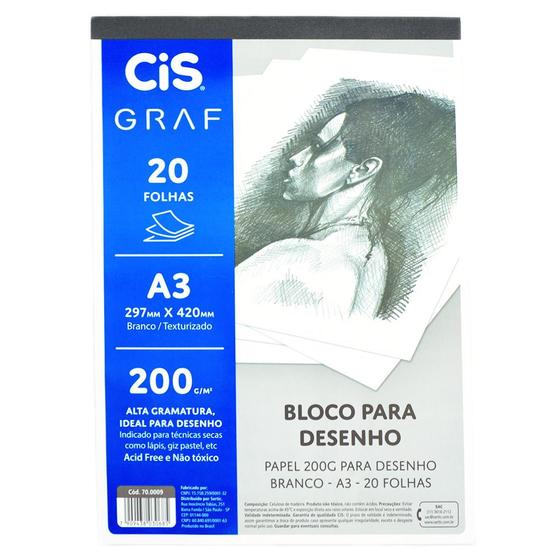 Bloco para Desenho A3 200g/m² Graf - 20 Folhas - Cis - Bloco de Desenho ...