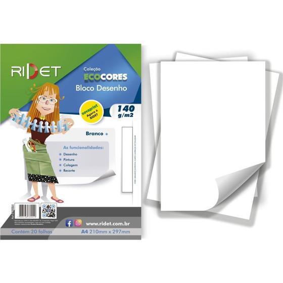 Imagem de Bloco para Educação Artística Desenho Branco A4 140G 20 Folhas 21X29CM