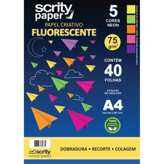 Imagem de Bloco para Educacao Artistica Fluorescente 5COR. A4 75G 40FL