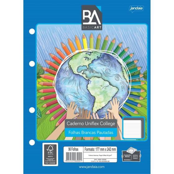 Imagem de Bloco para Fichário Colegial Uniflex 80 Folhas Jandaia