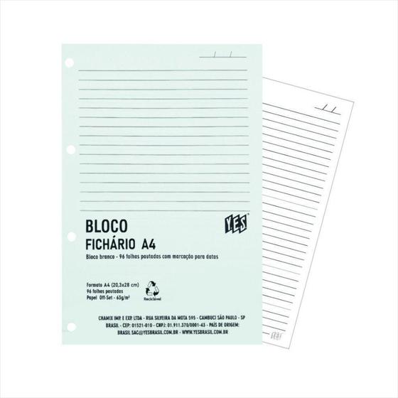 Imagem de Bloco para fichário Yes A4 20,3x28cm com 96 folhas