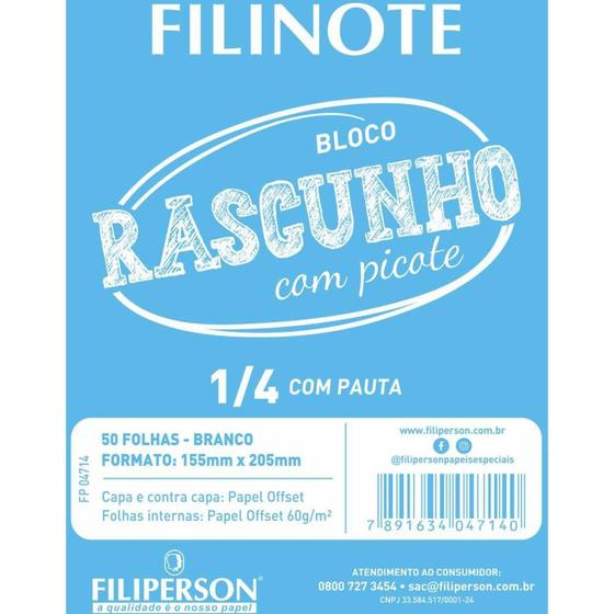 Imagem de Bloco para Rascunho C/PICOTE C/PAUTA 155X205 50FL