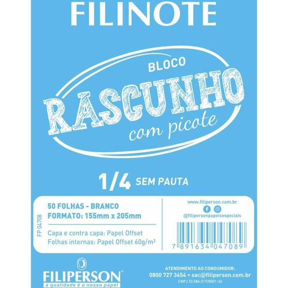 Imagem de Bloco para Rascunho com Picote sem Pauta 155X205 50 Folhas Pacote com 10
