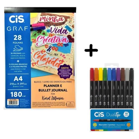 Imagem de Bloco Planner e Bullet Journal + Estojo Cis Dual Tip C/10