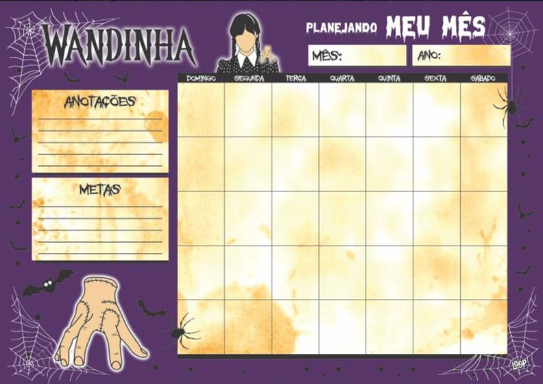 Imagem de Bloco Planner Planejamento Mensal A4 Wandinha Maozinha 25 Folhas