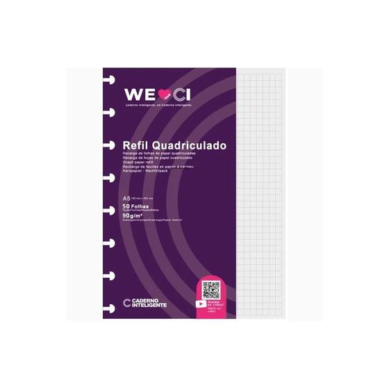 Imagem de Bloco Refil A5 Quadriculado 90gr com 50 folhas - Caderno Inteligente