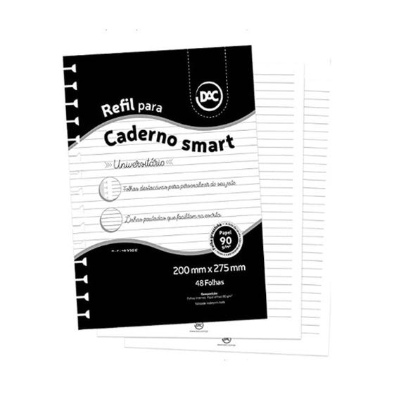 Imagem de Bloco Refil Caderno Universitário Smart Branco 48 Fls Reposicionáveis Dac