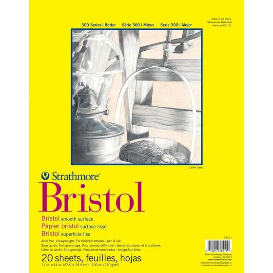 Imagem de Bloco Strathmore Bristol Smooth Série 300 27,9x35,6cm 270g/m  com 20 Folhas P342111