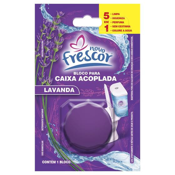 Imagem de Bloco Tablete Sanitário Lavanda Lilás  para Caixa Acoplada Novo Frescor 45g Com Odor Agradável Descarga Flores do Campo