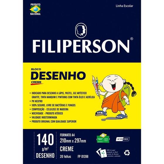 Imagem de Bloco tecnico sem margem desenho a-4 140g.20fls.creme filiperson