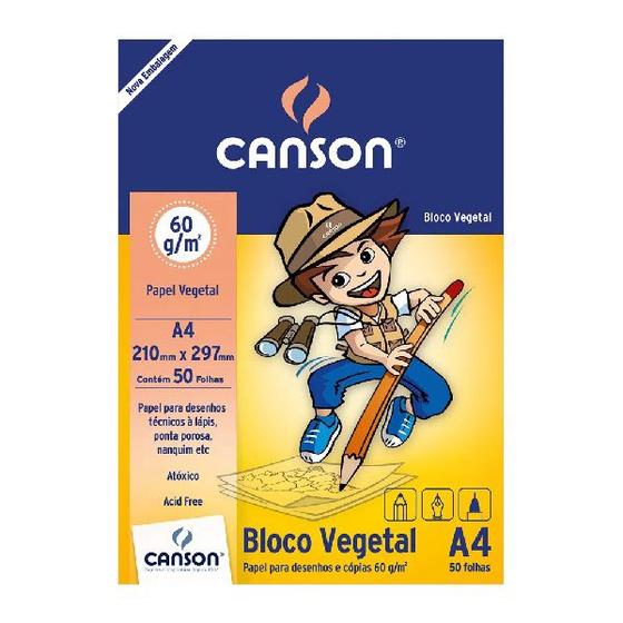 Imagem de Bloco Vegetal Escolar Canson 60gm² A4 50Fls