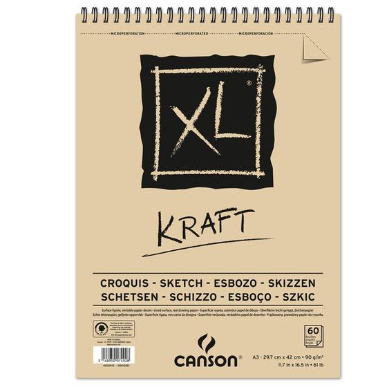 Imagem de Bloco Xl Kraft Canson 9142 90g/m² A3 Com 60 Folhas