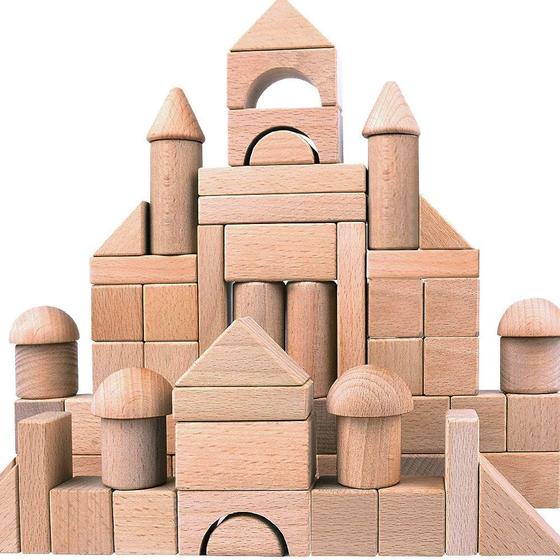 Imagem de Blocos de construção de madeira definidos para crianças - Empilhadeira Empilhamento Jogos De Construção Brinquedos Definir Pré-Escola Colorful Learning Educational Brinquedos - Geometria Blocos de Madeira para Meninos e Meninas (80pc)