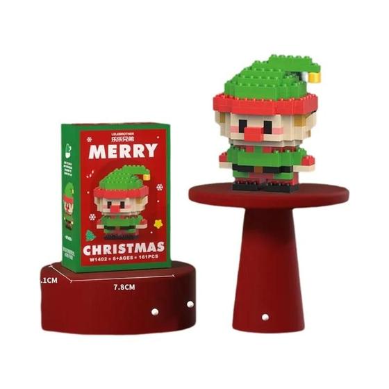 Imagem de Blocos de Construção de Natal para Crianças - Papai Noel e Rena - Decoração de Mesa