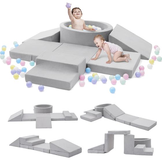 Imagem de Blocos de Escalada de Espuma Elftopia para Crianças de 1 a 3 Anos - com Piscina de Bolinhas