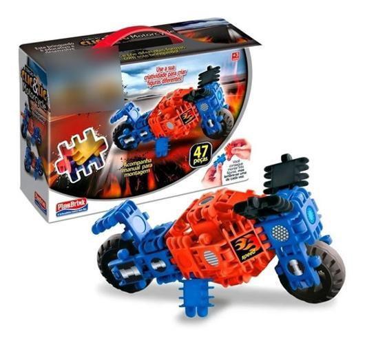 Imagem de Blocos De Montar 47 Peças Moto De Brinquedo Educativo