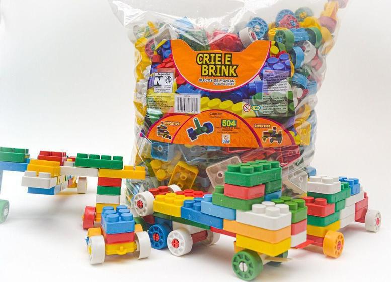 Imagem de Blocos De Montar 504 Peças Grandes Brinquedo Educativo