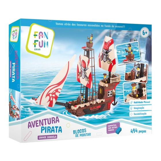Blocos de Montar - Aventura Pirata - Grande Caravela - FanFun Menor preço em Blocos de Montar - Aventura Pirata - Grande Caravela - FanFun