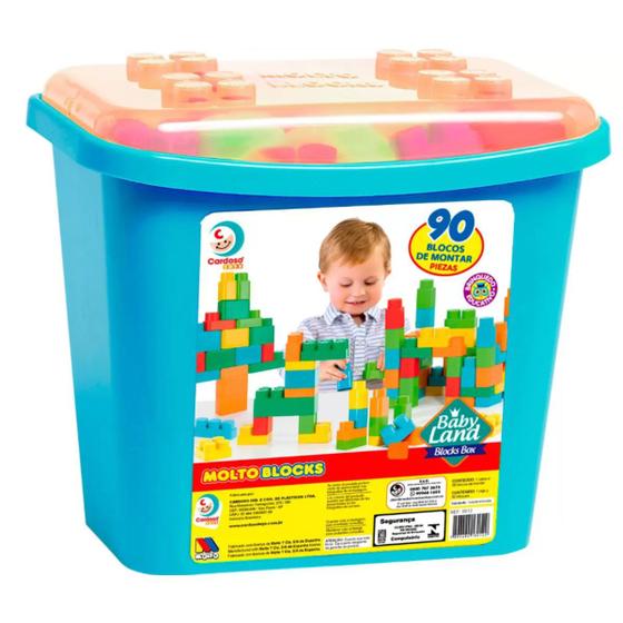 Imagem de Blocos De Montar Baby Land Molto Block Box 90 Peças Menino Cardoso Toys