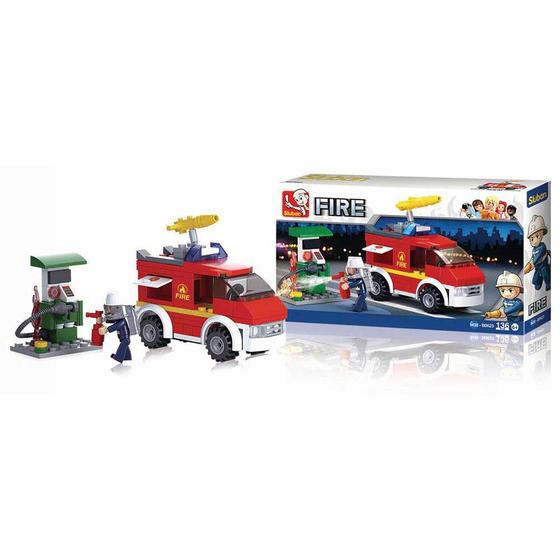 Imagem de Blocos de Montar - Bombeiro - Caminhão de Bombeiro com Posto - 136 pcs - Multikids