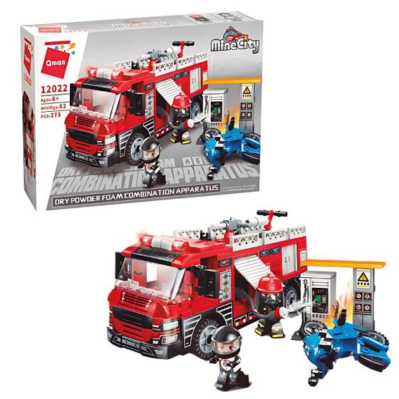 Imagem de Blocos de Montar Carro Bombeiro Posto de Combustivel 275 pcs