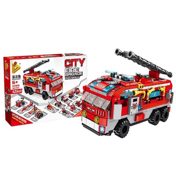 Imagem de Blocos De Montar Cubic City Bombeiro 561 Peças Multikids