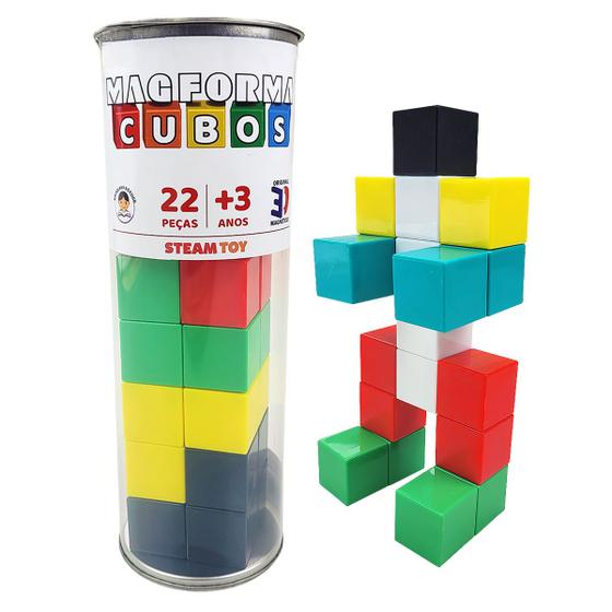 Imagem de Blocos de Montar Cubo Magnético Brinquedo Educativo Magforma