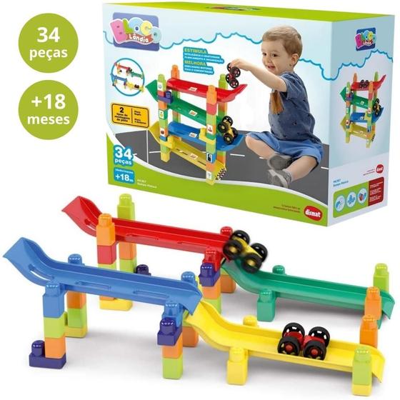 Imagem de Blocos De Montar Dismat Blocolandia Rampa Maluca 34 peças MK367 para Bebê Criança