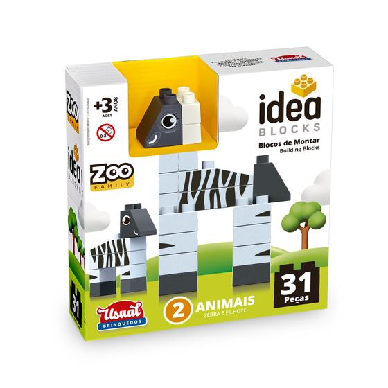 Imagem de Blocos De Montar Idea Blocks Familia Zoo Zebra 30 Peças