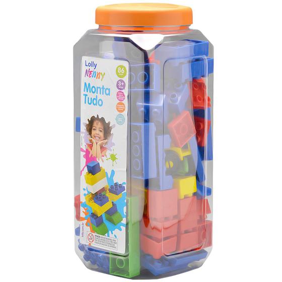 Imagem de Blocos de Montar Infantil Para Criança +3 Anos Monta Tudo 86 Peças Variadas Coloridas Lolly Nenny