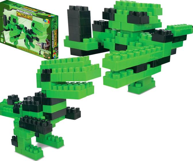 Imagem de Blocos de Montar Kit 64 Peças Brinquedo Educativo Dinossauro