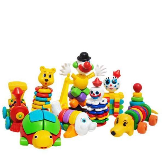 Imagem de Blocos De Montar Kit Com 10 Brinquedos Educativos Encaixe