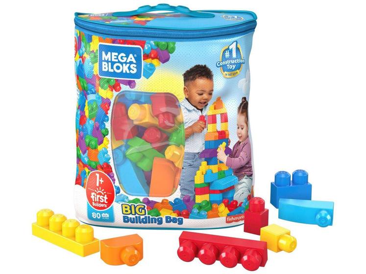 Imagem de Blocos de Montar Mega Bloks - Sacola Grande de Construção Mattel 80 Peças