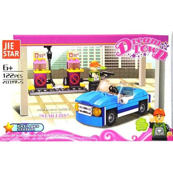 Imagem de Blocos de Montar Posto de Gasolina 122 Pecas Cidade Dream Town - Jie Star 20317