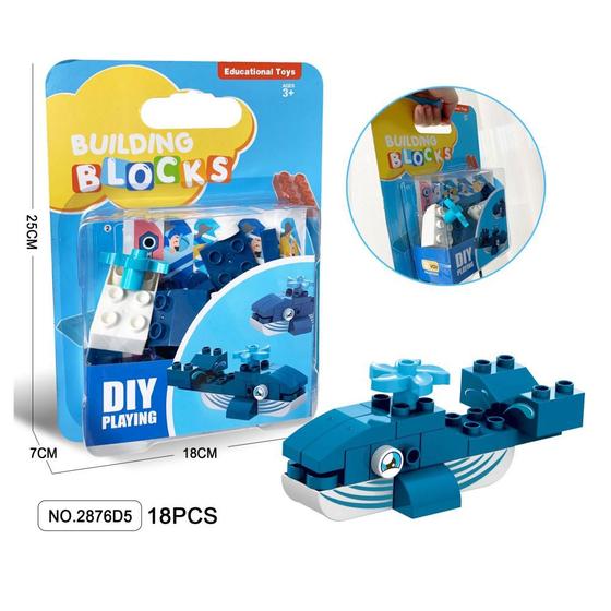 Imagem de Blocos Duplos Baleia 18 Pecas Blocos de Montar Infantil - Jie Star 2876