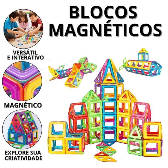 Imagem de Blocos Magnéticos Infantil Bloco De Montar Magnetico 14 Peças