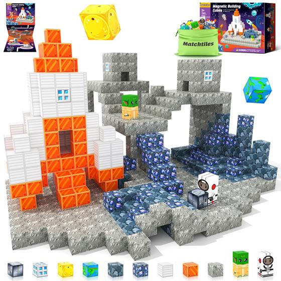 Imagem de Blocos Magnéticos Matchtiles Build Mine Magnet World - Conjunto de Construção