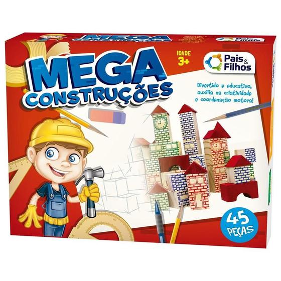 Blocos Mega Construções 45 Peças em Madeira Pais e Filhos - Brinquedos ...