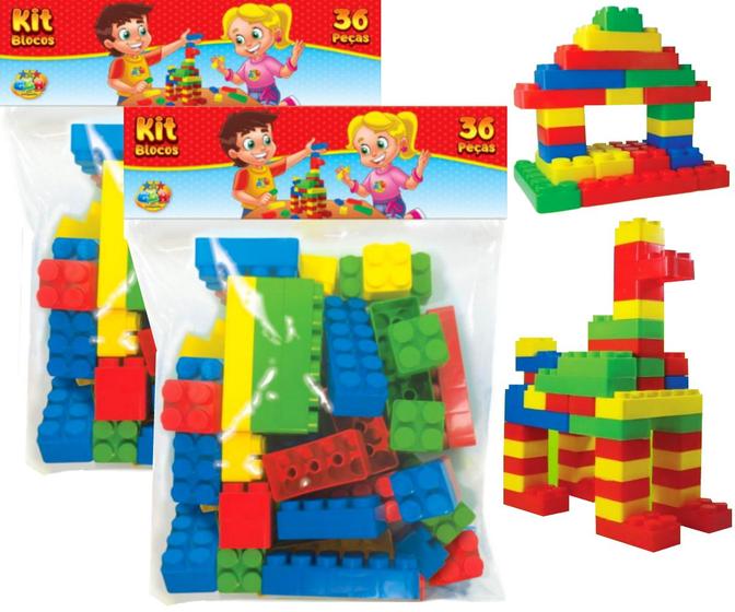 Imagem de Blocos Monta Monta Kit com 72 Peças Brinquedo Educativo